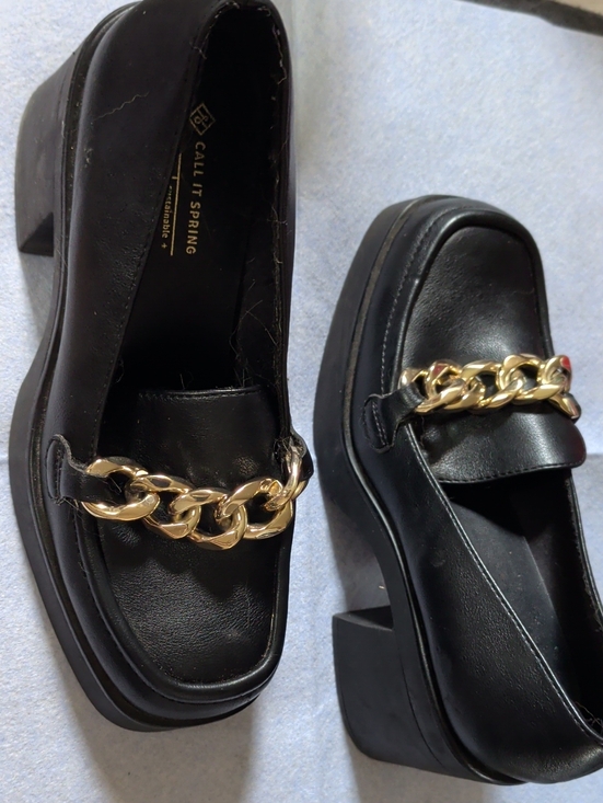 Call It Spring Shoes - Call It Spring Black Platform with Gold Chain Accent B.E.D Foam